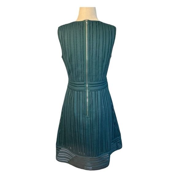 J. Crew Striped Eyelet Cocktail Dress Green Lace Fit & Flare V-Neck Sz 2 - Picture 5 of 8